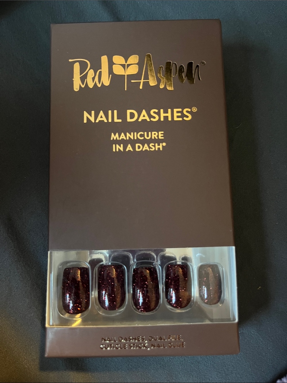 Red Aspen Nail Dashes Press-On Nails — Mocha Mania, Matty